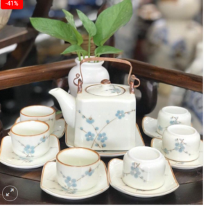 Bộ ấm trà họa tiết vẽ tay thủ công gốm sứ cao cấp Bát Tràng